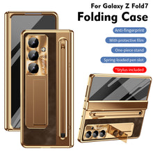 Load image into Gallery viewer, Leather Golden Electroplated Phone Case With Back Screen Glass and Stylus For Galaxy Z Fold8 Wide Ultra
