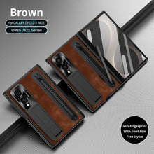Load image into Gallery viewer, Jazz Retro Style Protective Leather Phone Case For Galaxy Fold8 Wide Ultra With Built-in Tempered Glass Film & Pen-slot & Stylus