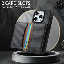 Load image into Gallery viewer, Magnetic Card Holder Carbon Fiber Shockproof iPhone Case