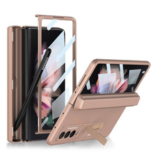 Load image into Gallery viewer, Magnetic Folding Full Wrap Protective Pen Case With Back Screen Glass Hinge Holder Phone Cover For Samsung Galaxy Z Fold 3 5G - mycasety2023 Mycasety