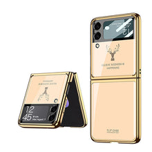 Load image into Gallery viewer, Electroplating Elk Shockproof Phone Case With Glass Screen Film For Galaxy Z Flip 6/5/4/3