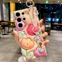 Load image into Gallery viewer, Glitter Blue Light 3D Tulips Case For Samsung Galaxy S24 S23 S22 S21 Ultra Plus Soft Silicone With Wrist Strap Support Stand Shell - Mycasety Mycasety