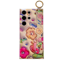 Load image into Gallery viewer, Glitter Blue Light 3D Tulips Case For Samsung Galaxy S24 S23 S22 S21 Ultra Plus Soft Silicone With Wrist Strap Support Stand Shell - Mycasety Mycasety