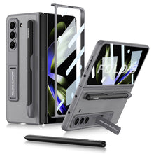 Load image into Gallery viewer, Invisible Bracket S Pen Slot Leather Protective Phone Case With Back Screen Protector For Samsung Galaxy Z Fold 5/4/3 5G - Mycasety Mycasety