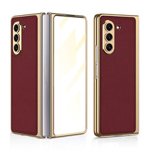 Load image into Gallery viewer, Luxury Leather Plating Phone Case With Back Screen Protector For Samsung Galaxy Z Fold 5/4/3 5G - Mycasety Mycasety
