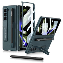 Load image into Gallery viewer, Invisible Bracket S Pen Slot Leather Protective Phone Case With Back Screen Protector For Samsung Galaxy Z Fold 5/4/3 5G - Mycasety Mycasety