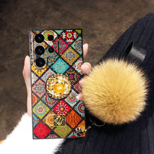 Load image into Gallery viewer, Mycasety Retro Hair ball Popsocket Bracket Diamond Case for Samsung
