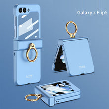 Load image into Gallery viewer, Electroplated hinge all-inclusive Case with Ring Front Screen Tempered Glass Protective Film For Samsung Galaxy Z Flip5 - mycasety2023 Mycasety