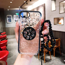 Load image into Gallery viewer, 3D Diamond Transparent Shockproof Blacket Case With Crystal Chain For iPhone