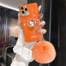 Load image into Gallery viewer, 2021 Luxury Electroplating Kitten Ring iPhone Case With Hairball