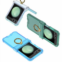 Load image into Gallery viewer, Soft Clear Ring Holder Hinge Airbag Protective Phone Case For Samsung Galaxy Z Flip5 Flip4 Flip3 - mycasety2023 Mycasety