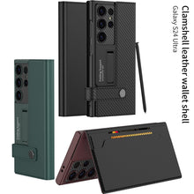 Load image into Gallery viewer, Leather All-inclusive Cover Card Holder Phone Case With Invisible Bracket For Samsung Galaxy S24 S23 Ultra Plus