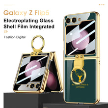 Load image into Gallery viewer, Electroplating Deer Pattern Ring Holder Drop-proof Phone Case With Back Screen Protector For Samsung Galaxy Z Flip5 - mycasety2023 Mycasety