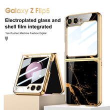 Load image into Gallery viewer, Electroplating Ring Holder Drop-proof Phone Case With Back Screen Protector For Samsung Galaxy Z Flip5 Flip4 Flip3 - mycasety2023 Mycasety