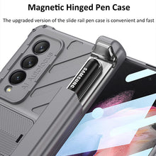 Load image into Gallery viewer, Magnetic Armor All-included Slide Pen Case With Back Screen Glass Hinge Holder Phone Cover For Samsung Galaxy Z Fold3 Fold4 5G