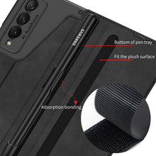 Load image into Gallery viewer, Leather Pen Holder Armor Back Case For Samsung Galaxy Z Fold 3 5G
