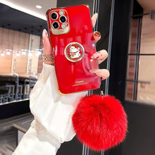 Load image into Gallery viewer, 2021 Luxury Electroplating Kitten Ring iPhone Case With Hairball