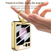 Load image into Gallery viewer, Electroplating Deer Pattern Ring Holder Drop-proof Phone Case With Back Screen Protector For Samsung Galaxy Z Flip5 - mycasety2023 Mycasety