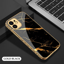 Load image into Gallery viewer, Luxury Baroque Carving Edge Plating Anti-knock Protection Tempered Glass Case For iPhone