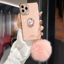 Load image into Gallery viewer, 2021 Luxury Electroplating Kitten Ring iPhone Case With Hairball