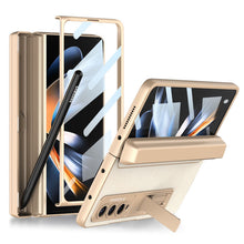 Load image into Gallery viewer, Magnetic Folding Full Wrap Protective Pen Case With Back Screen Glass Hinge Holder Leather Phone Cover For Samsung Galaxy Z Fold3 Fold4 5G
