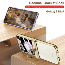 Load image into Gallery viewer, Luxurious Magnetic Hinge Electroplated Clear All-inclusive Protective Phone Case For Samsung Galaxy Z Flip5 Flip4 With Ring Holder - mycasety2023 Mycasety