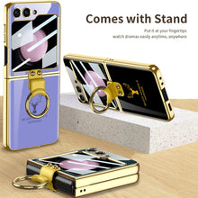 Load image into Gallery viewer, Electroplating Ring Holder Drop-proof Phone Case With Back Screen Protector For Samsung Galaxy Z Flip5 Flip4 Flip3 - mycasety2023 Mycasety