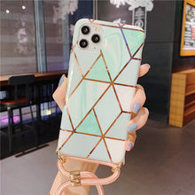 Load image into Gallery viewer, 2021 Luxury Electroplating Flower Pattern Lanyard Case For iPhone