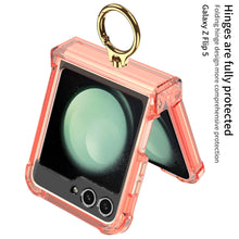Load image into Gallery viewer, Soft Clear Ring Holder Hinge Airbag Protective Phone Case For Samsung Galaxy Z Flip5 Flip4 Flip3 - mycasety2023 Mycasety