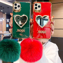 Load image into Gallery viewer, 2021 Luxury Electroplating Makeup Mirror iPhone Case With Hairball