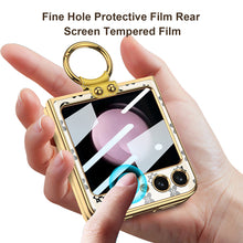 Load image into Gallery viewer, Electroplating Ring Holder Drop-proof Phone Case With Back Screen Protector For Samsung Galaxy Z Flip5 Flip4 Flip3 - mycasety2023 Mycasety
