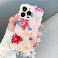 Load image into Gallery viewer, 3D Colorful Oil Painting Exquisite Flower Graffiti Case For iPhone With Bracelet - mycasety2023 Mycasety