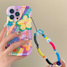 Load image into Gallery viewer, 3D Colorful Oil Painting Exquisite Flower Graffiti Case For iPhone With Bracelet - mycasety2023 Mycasety
