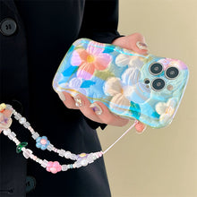 Load image into Gallery viewer, 3D Colorful Oil Painting Exquisite Flower Graffiti Case For iPhone With Bracelet - mycasety2023 Mycasety