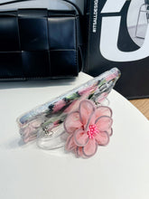 Load image into Gallery viewer, Icy Black Pink Flower Wristband iPhone Case with Messenger Strap - mycasety2023 Mycasety