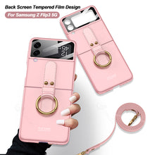 Load image into Gallery viewer, Original Back Screen Glass Matte Hard Cover With Finger-Ring And Lanyard For Samsung Z Flip3 Flip4 Flip5