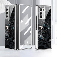 Load image into Gallery viewer, Leather Tempered Glass Case For Samsung Galaxy Z Fold 2 Luxury Carbon Fiber Plating Cover With Screen