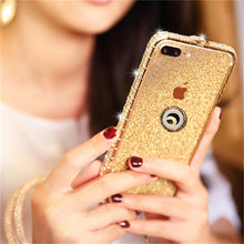 Load image into Gallery viewer, Diamond High Quality Line Black Glitter Ring Phone Case For iPhone