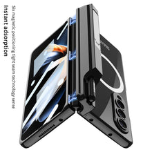 Load image into Gallery viewer, Magnetic Magsafe Wireless Charge Electroplated Pen Box Bracket Phone Case For Samsung Galaxy Z Fold 4 5G