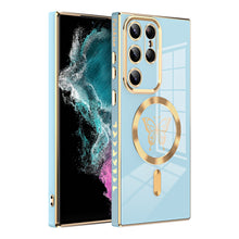 Load image into Gallery viewer, Luxury Electroplate Magnetic Magsafe Wireless Charging Butterfly Protective Phone Case For Samsung