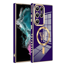 Load image into Gallery viewer, Luxury Electroplate Magnetic Magsafe Wireless Charging Butterfly Protective Phone Case For Samsung