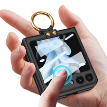 Load image into Gallery viewer, Original Leather Back Screen Tempered Glass Hard Frame Cover For Samsung Galaxy Z Flip5 Flip4 Flip3 - mycasety2023 Mycasety