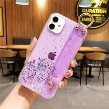 Load image into Gallery viewer, Bling Glitter Wrist Strap Phone Case For iPhone 12 11 Pro Max XR XS Max X 7 8 6S 6 Plus 12Mini 11Pro Soft Transparent Back Cover