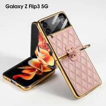 Load image into Gallery viewer, Luxury Leather Electroplating Diamond Protective Cover For Samsung Galaxy Z Flip4 Flip3 5G