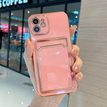Load image into Gallery viewer, Luxury Electroplated Gold Plating Glitter Case with Card Slot For iPhone 13 12 11 Pro Max Mini XS XR Cover pphonecover