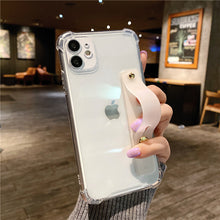 Load image into Gallery viewer, Wrist Strap Clear Phone Case For iPhone 12 11Pro Max XR XS Max 7 8 Plus X XS 11Pro SE 2020