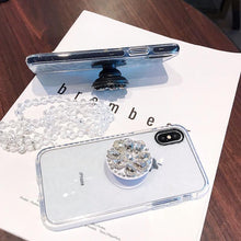 Load image into Gallery viewer, 3D Diamond Transparent Shockproof Blacket Case With Crystal Chain For iPhone