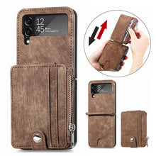 Load image into Gallery viewer, Wallet Case For Samsung Galaxy Z Flip4 Flip3 with Detachable Card Slot Kickstand Zipper - GiftJupiter
