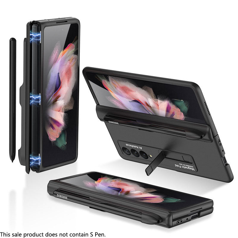 Magnetic Frame Plastic Stand All-included Case With S Pen Slot For Samsung Galaxy Z Fold 3 5G