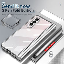 Load image into Gallery viewer, Transparent Electroplating S Pen Fold Edition Case for Samsung Galaxy Z Fold3 Fold4 With Back Tempered Glass